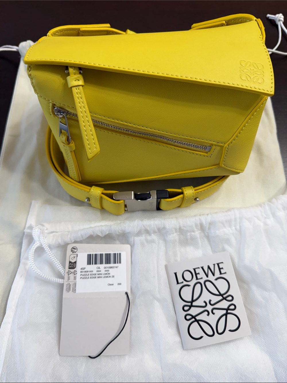 Loewe Puzzle Edge Mini Belt Bag in Lemon Yellow